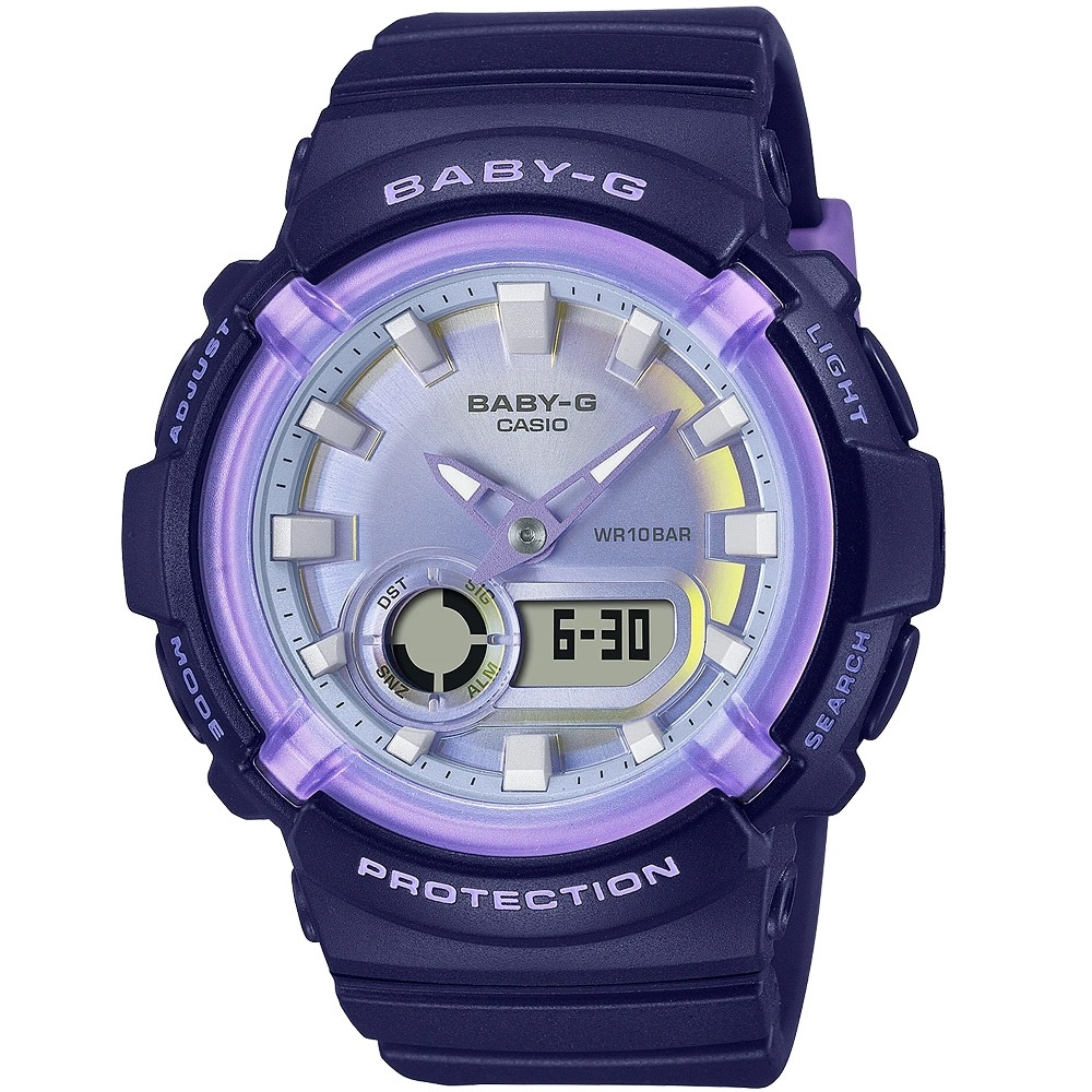 【CASIO 卡西歐】BABY-G 魔幻紫 夢幻雙顯手錶 BGA-280DR-2A