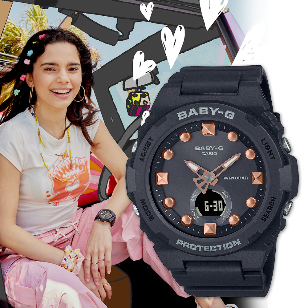 CASIO BABY-G 夏季海灘漸層雙顯計時錶/黑/BGA-320-1A