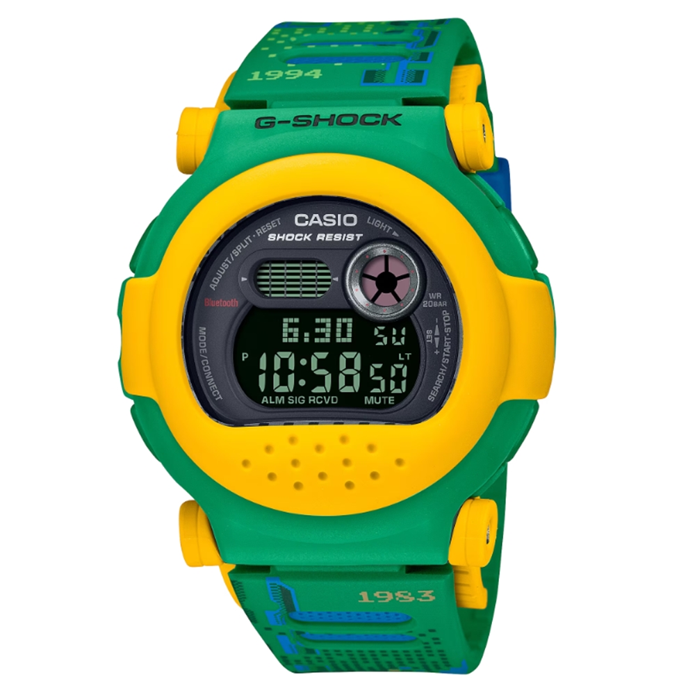 【CASIO 卡西歐】G-SHOCK 復古電玩 繽粉撞色 藍芽 膠囊結構 碳核心防護結構 G-B001RG-3 47mm