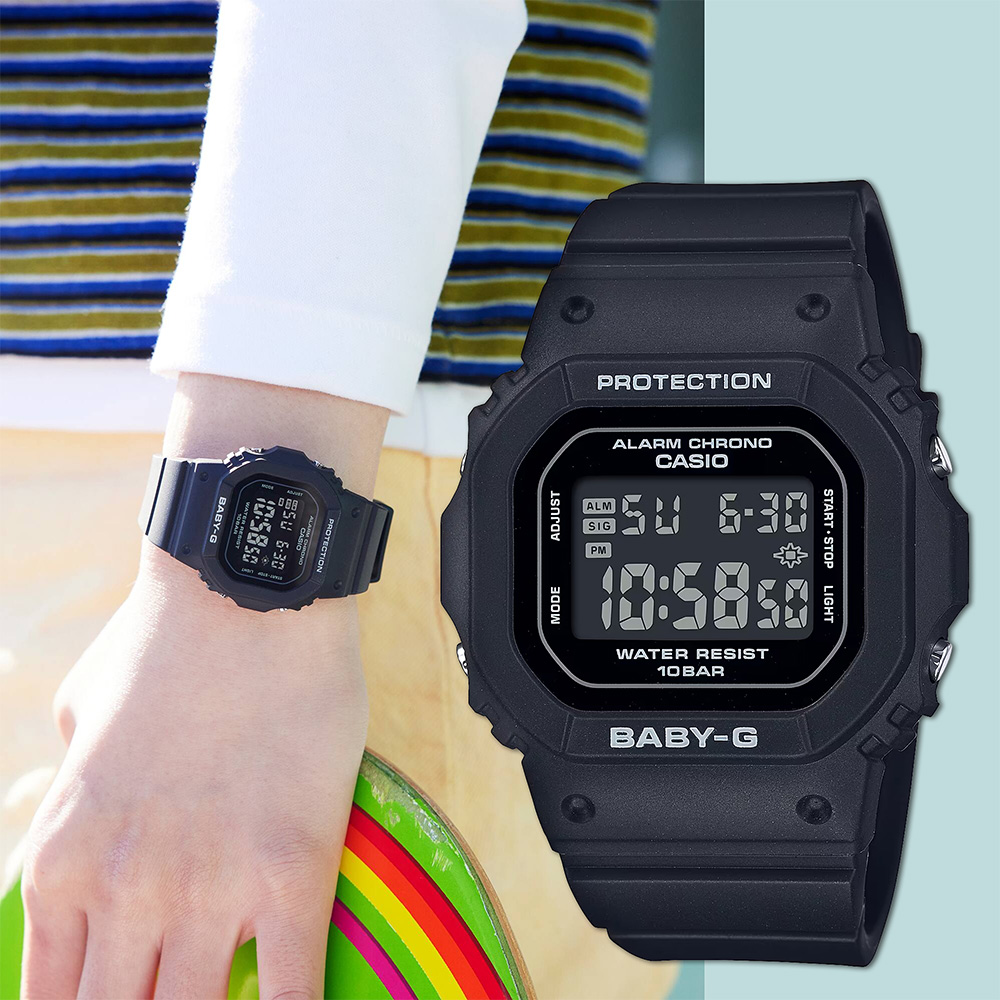 CASIO 卡西歐 BABY-G 經典人氣方形女錶電子錶 BGD-565-1