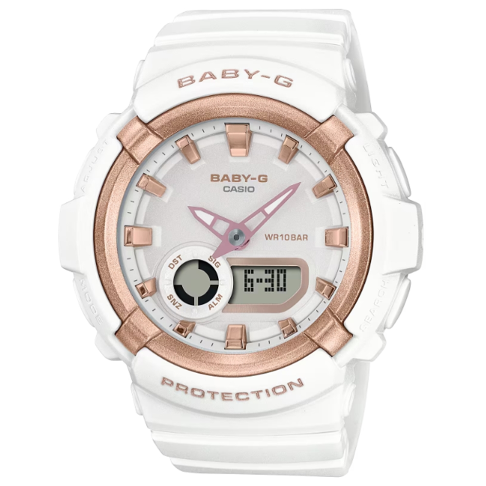 【CASIO 卡西歐】BABY-G 夏日陽光 多彩繽紛休閒雙顯錶 百搭白 BGA-320-7A2 42.4mm