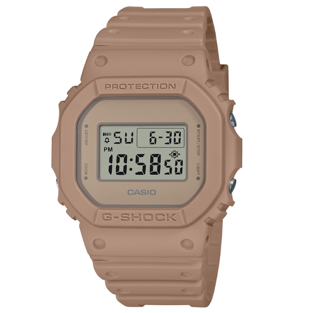 【CASIO 卡西歐】G-SHOCK 自然大地色 經典方型 砂石土 DW-5600NC-5 42.8mm