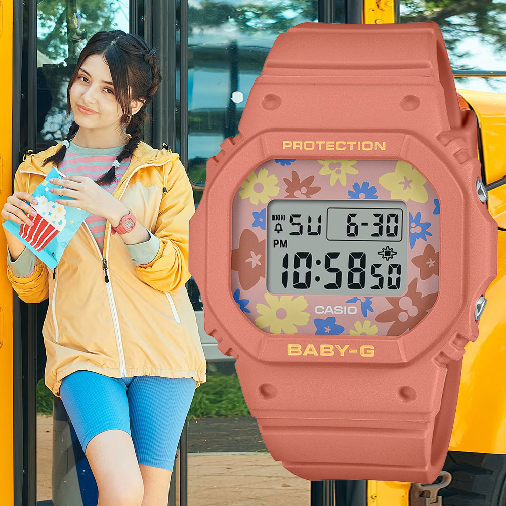 CASIO卡西歐 BABY-G 花漾復古電子腕錶 BGD-565RP-4