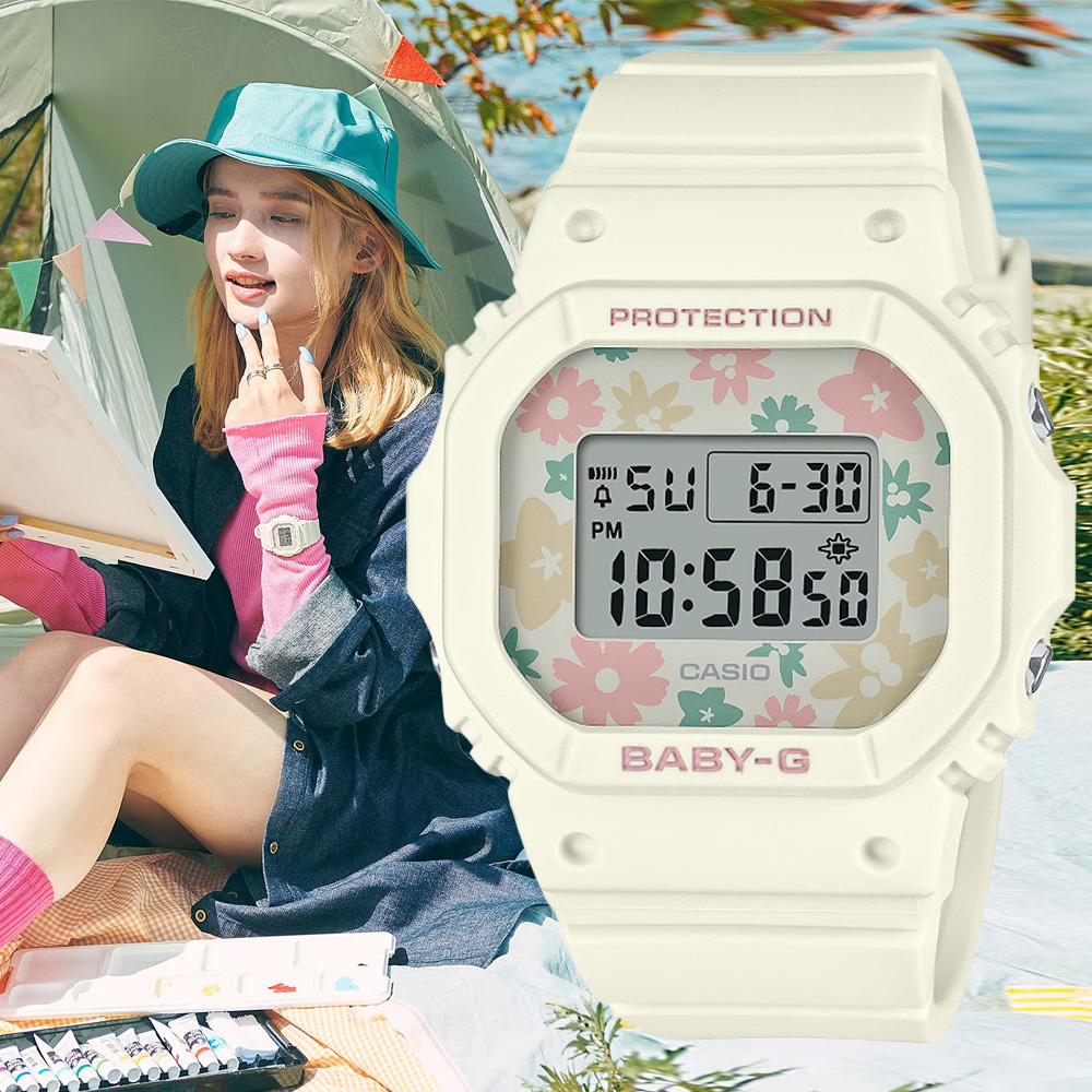 CASIO卡西歐 BABY-G 花漾復古電子腕錶 BGD-565RP-7