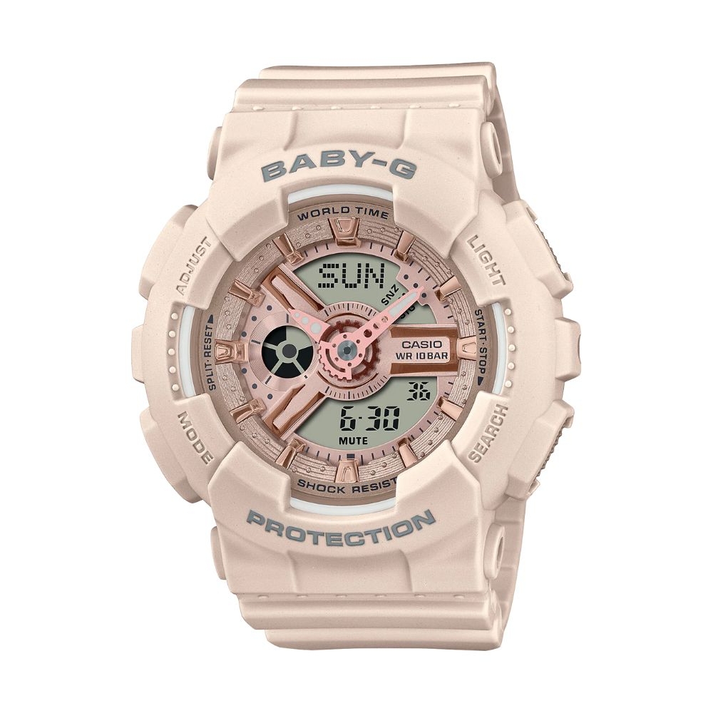 【CASIO 卡西歐】BABY-G粉嫩色調雙顯錶 BA-110XCP-4A 43.4mm