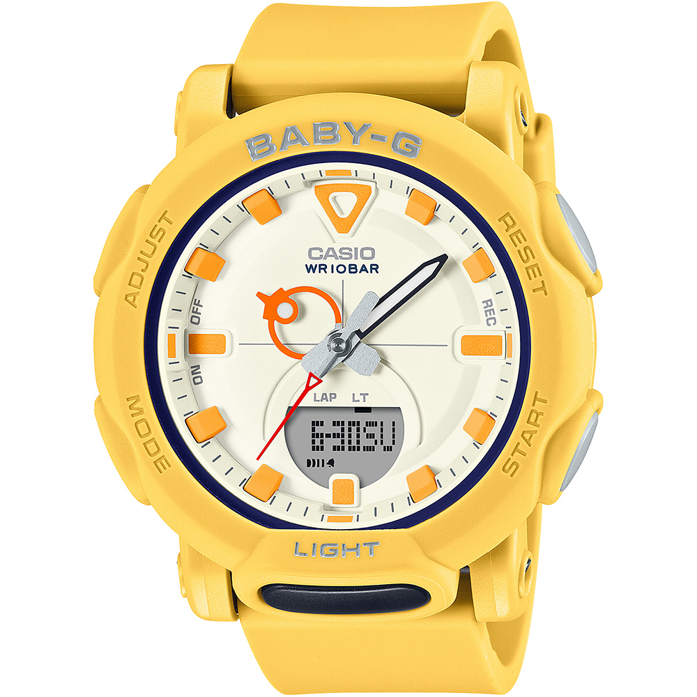 CASIO BABY-G 復古色彩雙顯計時錶/芥黃/BGA-310RP-9A