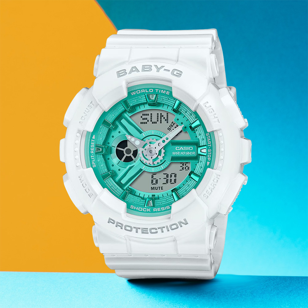 CASIO 卡西歐 Baby-G 金屬色雙顯手錶(BA-110XWS-7A)