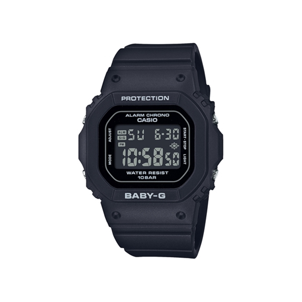 【CASIO 卡西歐】BABY-G 簡約輕薄耐衝擊電子腕錶 黑 BGD-565U-1 37.9mm