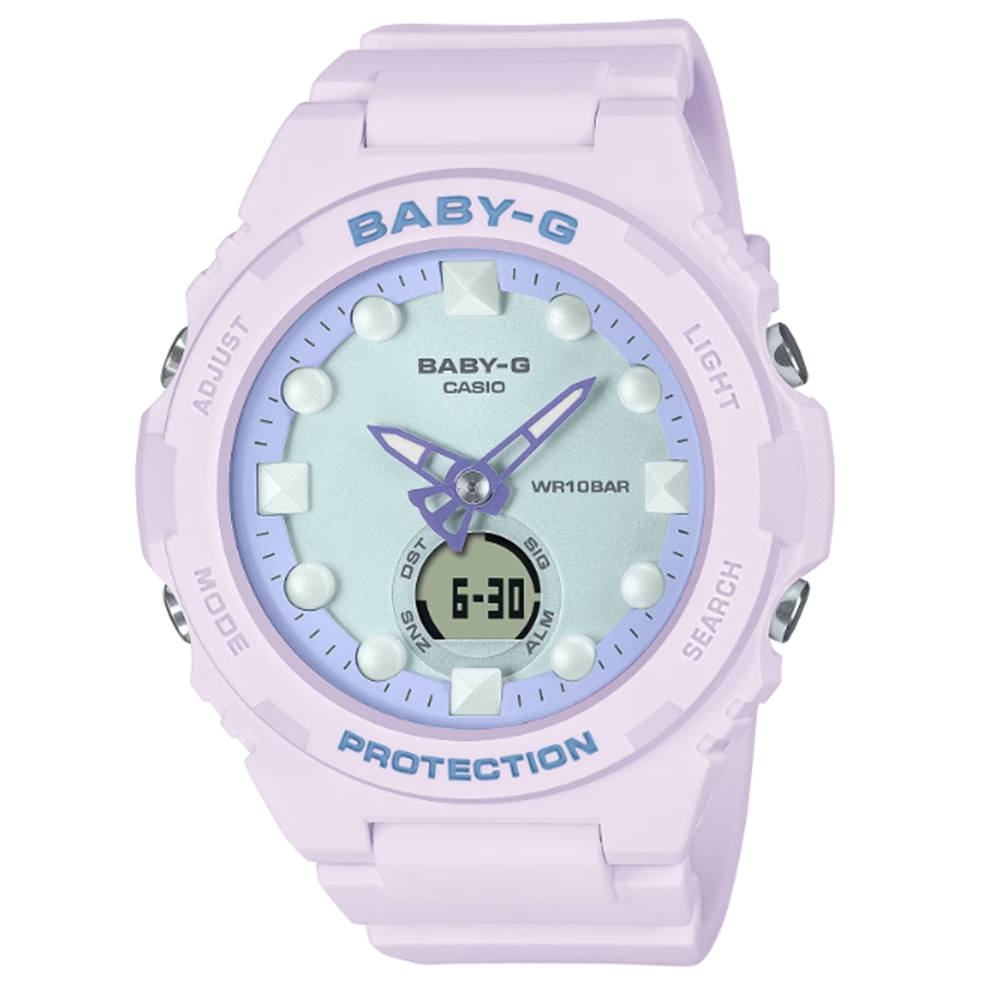 【CASIO 卡西歐】BABY-G 未來風 夢幻色彩雙顯錶款 紫 BGA-320FH-4A 42.4mm