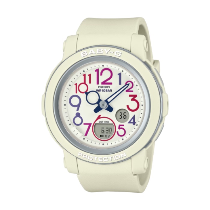 【CASIO BABY-G】繽紛復古系列數位顯示休閒腕錶-奶油白/BGA-290PA-7A