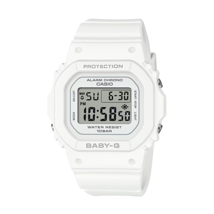 【CASIO BABY-G】經典輕盈方形電子休閒腕錶-奶白色/BGD-565U-7