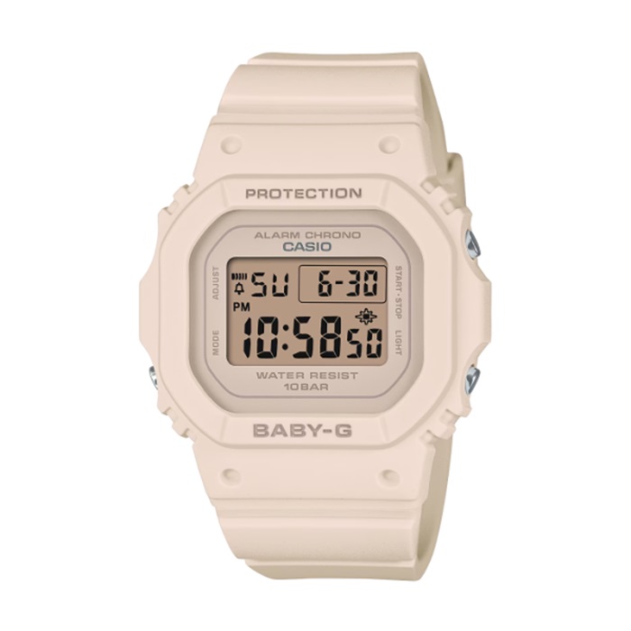 【CASIO BABY-G】經典輕盈方形電子休閒腕錶-柔膚色/BGD-565U-4