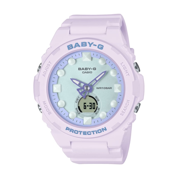 【CASIO BABY-G】人魚偏光色系雙顯運動腕錶-芋香紫/BGA-320FH-4A