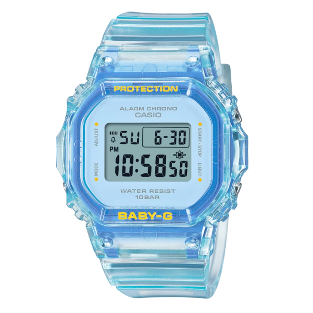 【CASIO 卡西歐】BABY-G 輕巧纖薄 繽紛夏季 清透亮眼 水漾藍 經典系列 BGD-565SJ-2 37.9mm