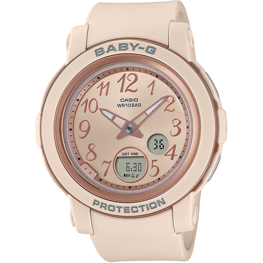 CASIO BABY-G 時尚玫瑰金雙顯計時錶/粉/BGA-290SA-4A