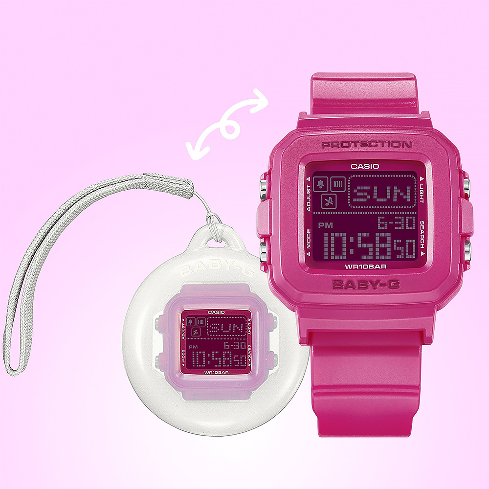 CASIO 卡西歐 BABY-G 30週年 手錶和錶殼吊飾套組 女錶(BGD-10K-4)