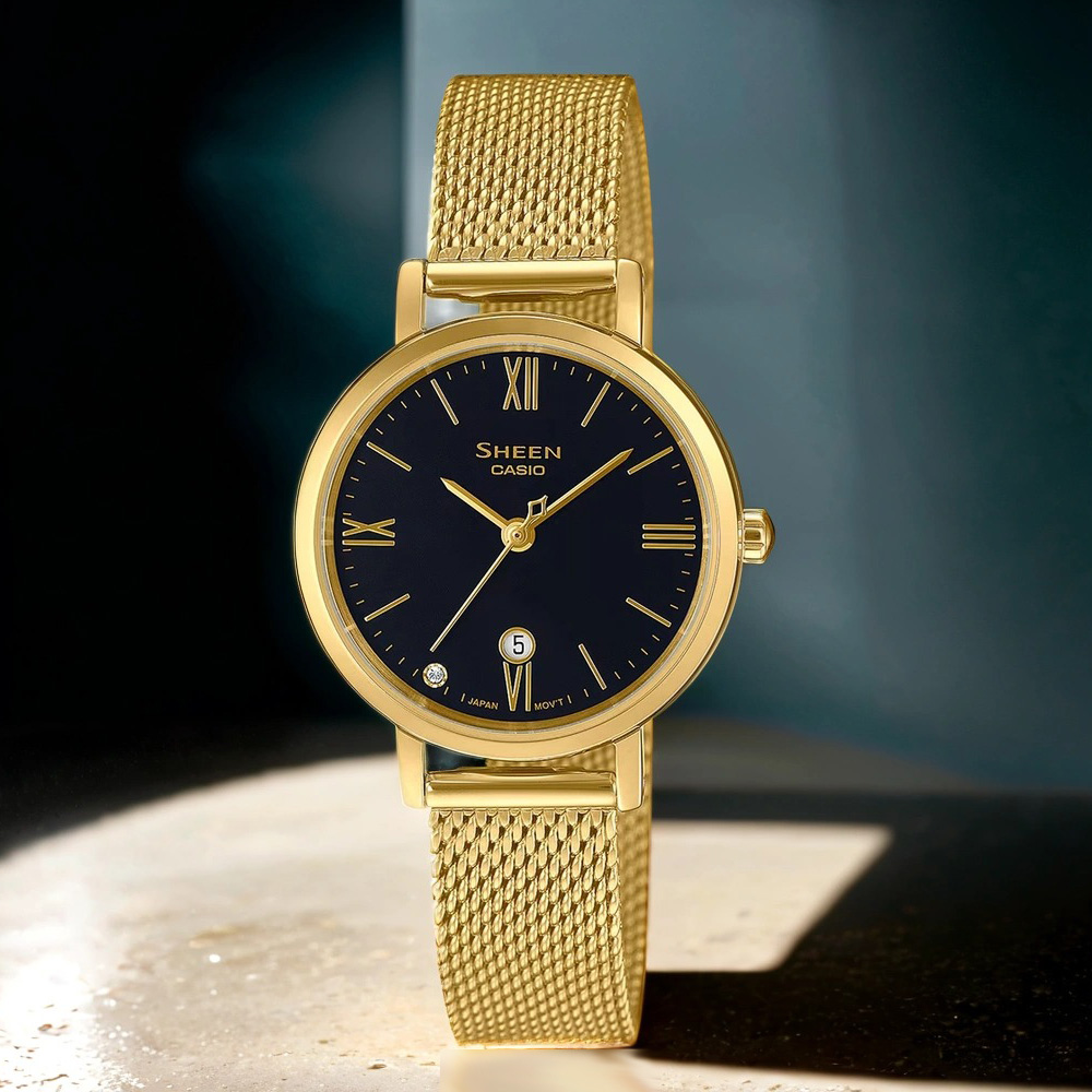 CASIO 卡西歐 SHEEN 優雅米蘭帶石英女錶(SHE-4540GM-1A)