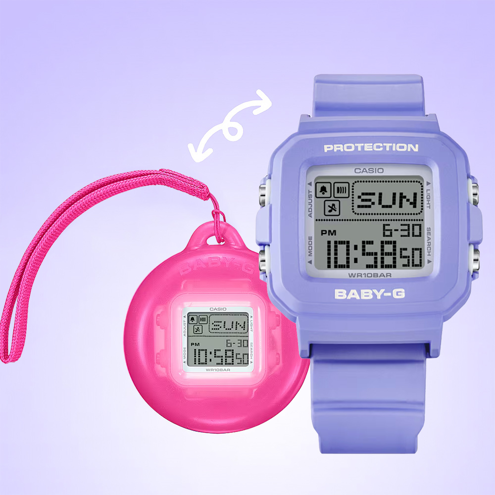 CASIO 卡西歐 BABY-G 30週年 手錶和錶殼吊飾套組 女錶(BGD-10K-6)