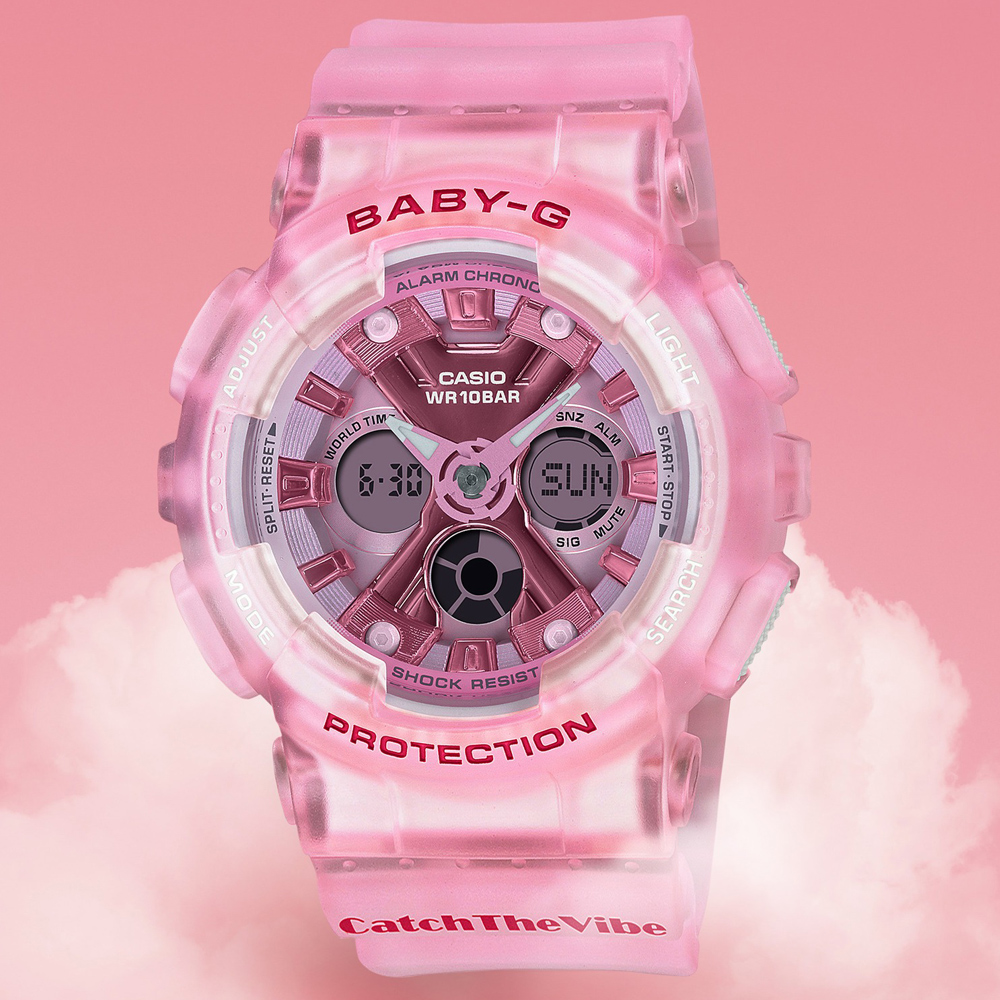 CASIO BABY-G 果凍系列嘻哈復古風聯名錶/粉紅/BA-130CV-4A