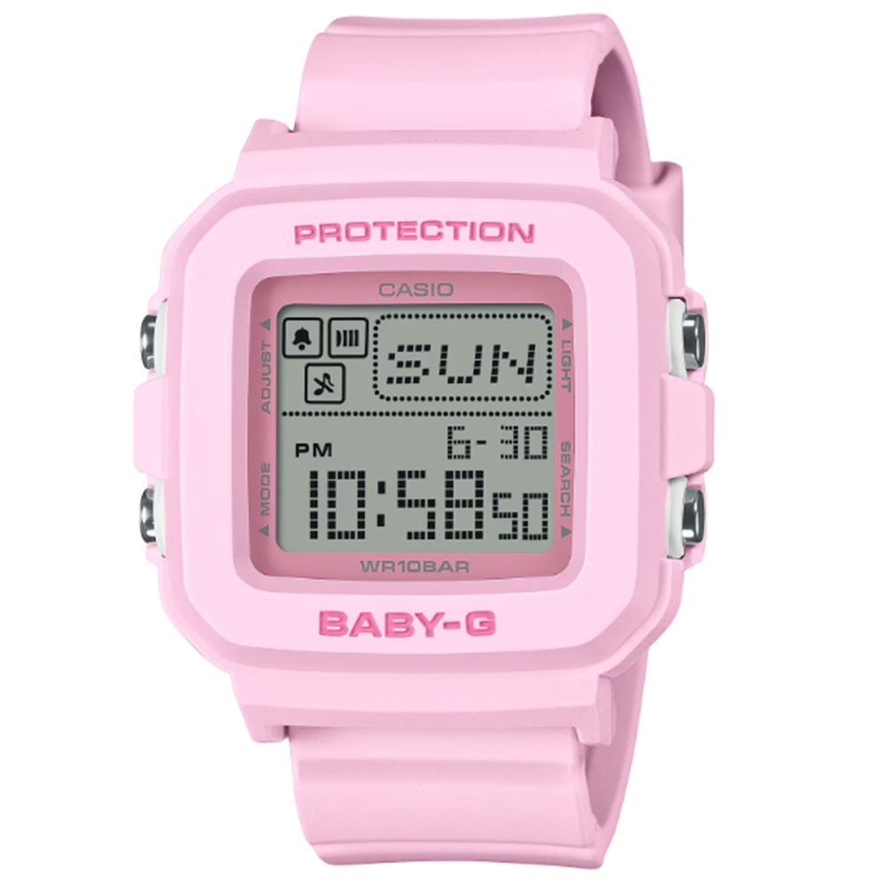 【CASIO 卡西歐】BABY-G 俏皮趣味 俏皮粉 數位電子錶款 BGD-10-4 39mm