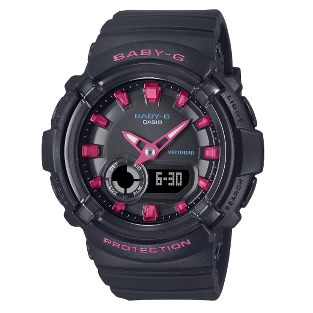 【CASIO 卡西歐】BABY-G 舞池霓虹 運動風格 雙顯錶款 BGA-280DN-1A 43.4mm