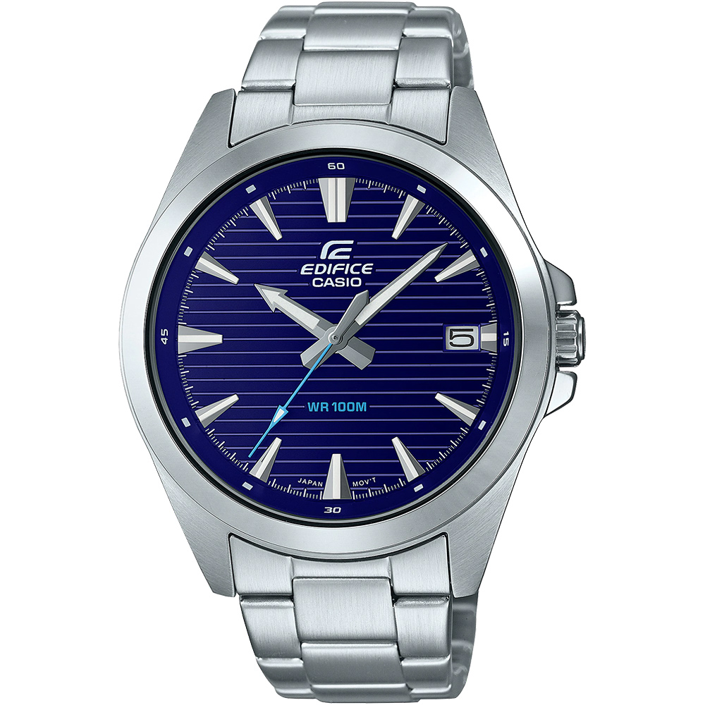 CASIO 卡西歐 EDIFICE 簡約運動風大三針手錶-藍 EFV-140D-2A