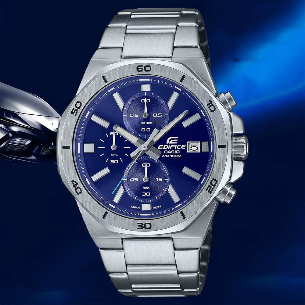CASIO 卡西歐 EDIFICE 八角運動計時手錶 EFV-640D-2AV