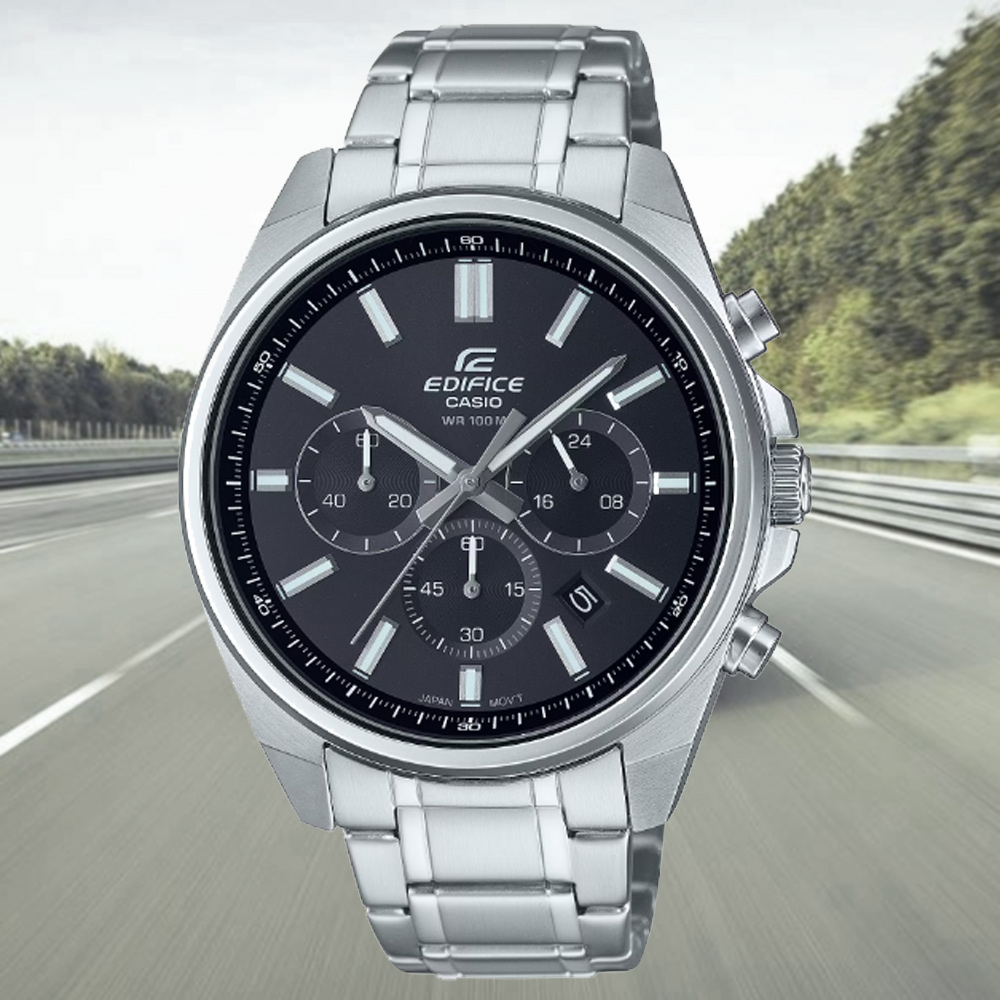 CASIO 卡西歐 EDIFICE 計時功能 經典運動型腕錶-黑色(EFV-650D-1AV)