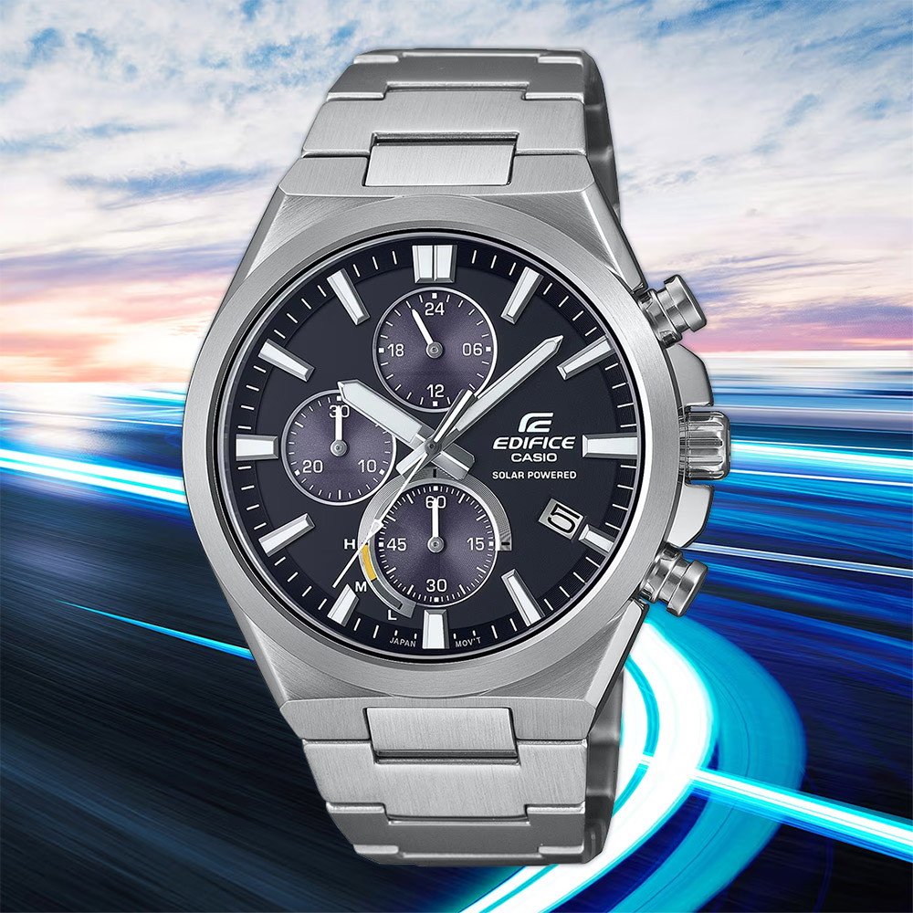 CASIO 卡西歐 EDIFICE 太陽能三眼計時手錶(EQS-950D-1AV)