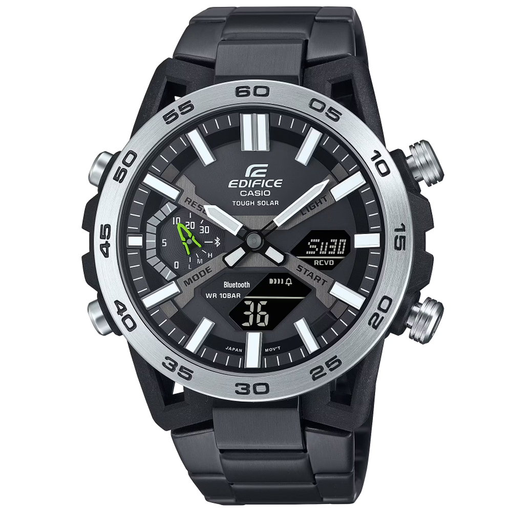 CASIO卡西歐 EDIFICE 太陽能x藍牙連線 賽車計時腕錶 ECB-2000DD-1A