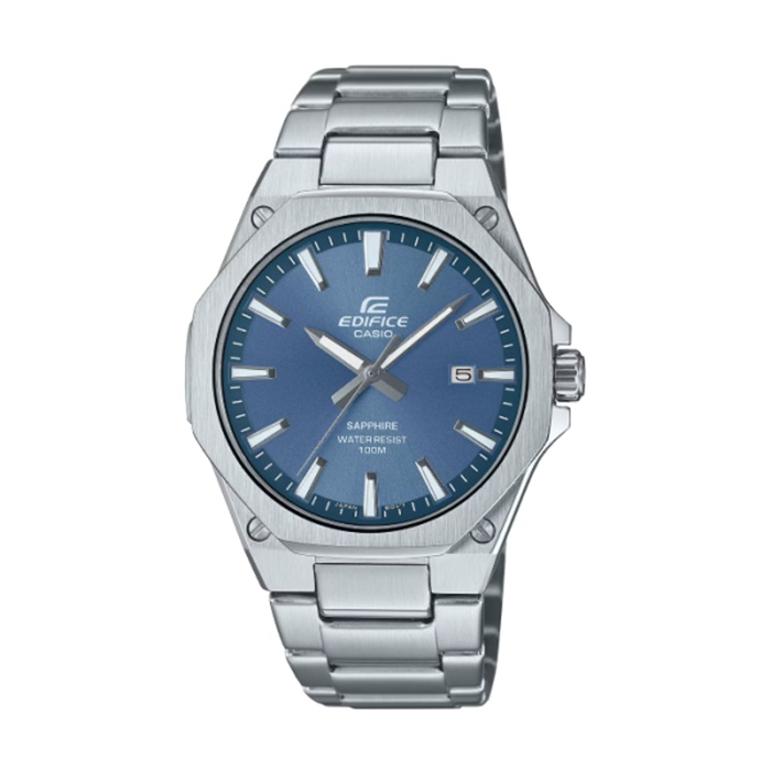 【CASIO EDIFICE】經點八角日期休閒鋼帶腕錶-沉穩藍/EFR-S108D-2AV