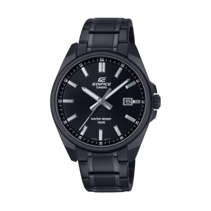 【CASIO EDIFICE】經典簡約日期鋼帶腕錶-經典黑/EFV-150DC-1AV