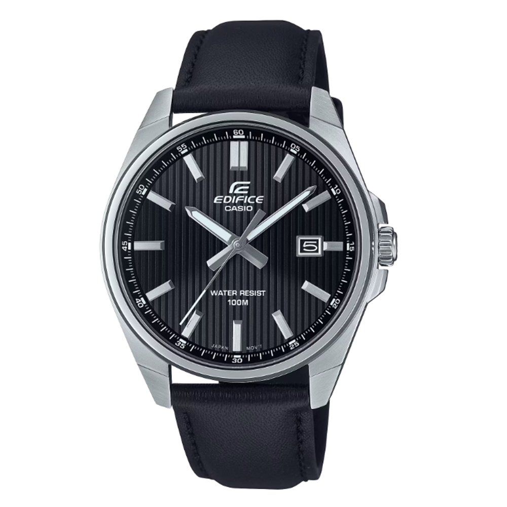 【CASIO 卡西歐】EDIFICE 簡約俐落 日期顯示窗 EFV-150L-1A 42.6mm
