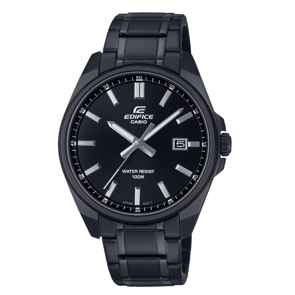 【CASIO 卡西歐】EDIFICE 簡約俐落 日期顯示窗 EFV-150DC-1A 42.6mm