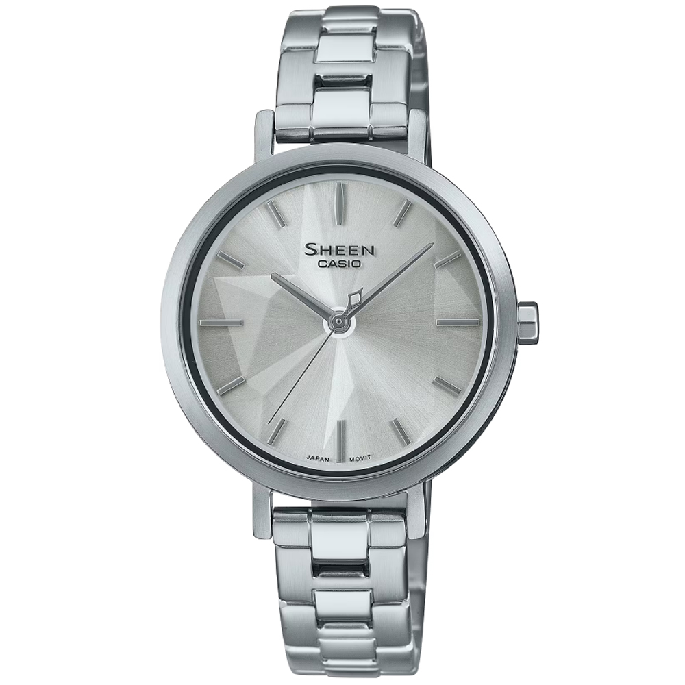 CASIO卡西歐 SHEEN 優雅幾何腕錶-銀 SHE-4558D-7A