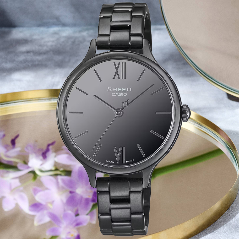 CASIO卡西歐 SHEEN 簡約優雅腕錶-黑 SHE-4560BD-1A
