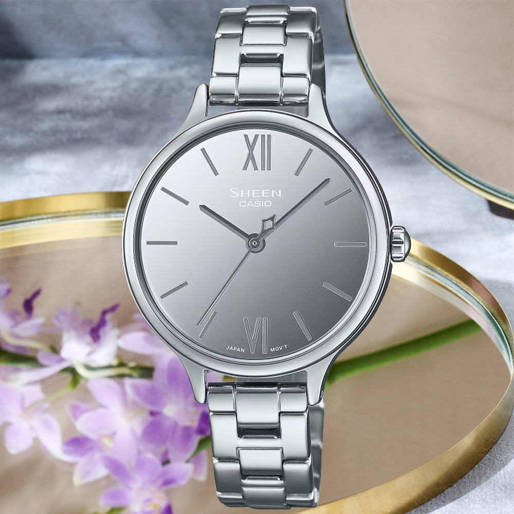 CASIO卡西歐 SHEEN 簡約優雅腕錶-銀 SHE-4560D-7A