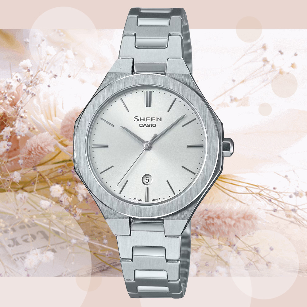 CASIO 卡西歐 SHEEH 現代極簡設計 優雅酷炫淑女腕錶-銀 鋼帶 SHE-4563D-7A
