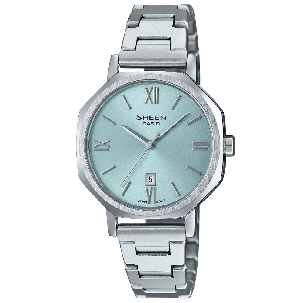 CASIO卡西歐 SHEEN 拋光金屬 優雅時尚腕錶-藍 SHE-4554D-2A