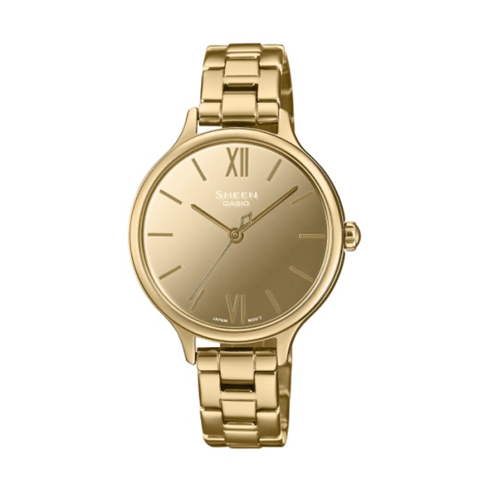 【CASIO SHEEN】古典設計不鏽鋼時尚腕錶-奢華金/SHE-4560G-9A