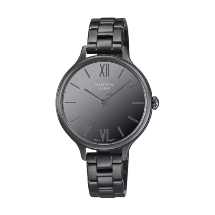 【CASIO SHEEN】古典設計不鏽鋼時尚腕錶-高雅黑/SHE-4560BD-1A