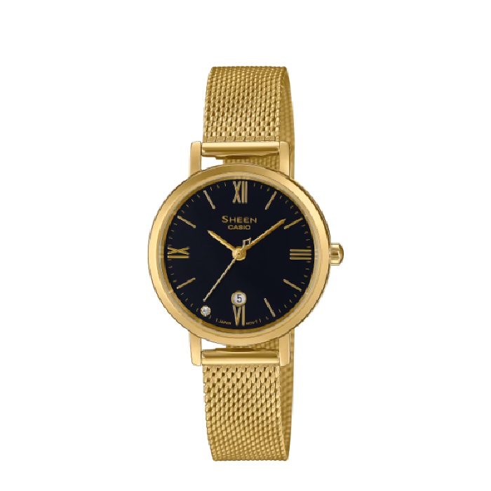 【CASIO SHEEN】簡奢羅馬時標時尚米蘭腕錶-復古金/SHE-4540GM-1A/