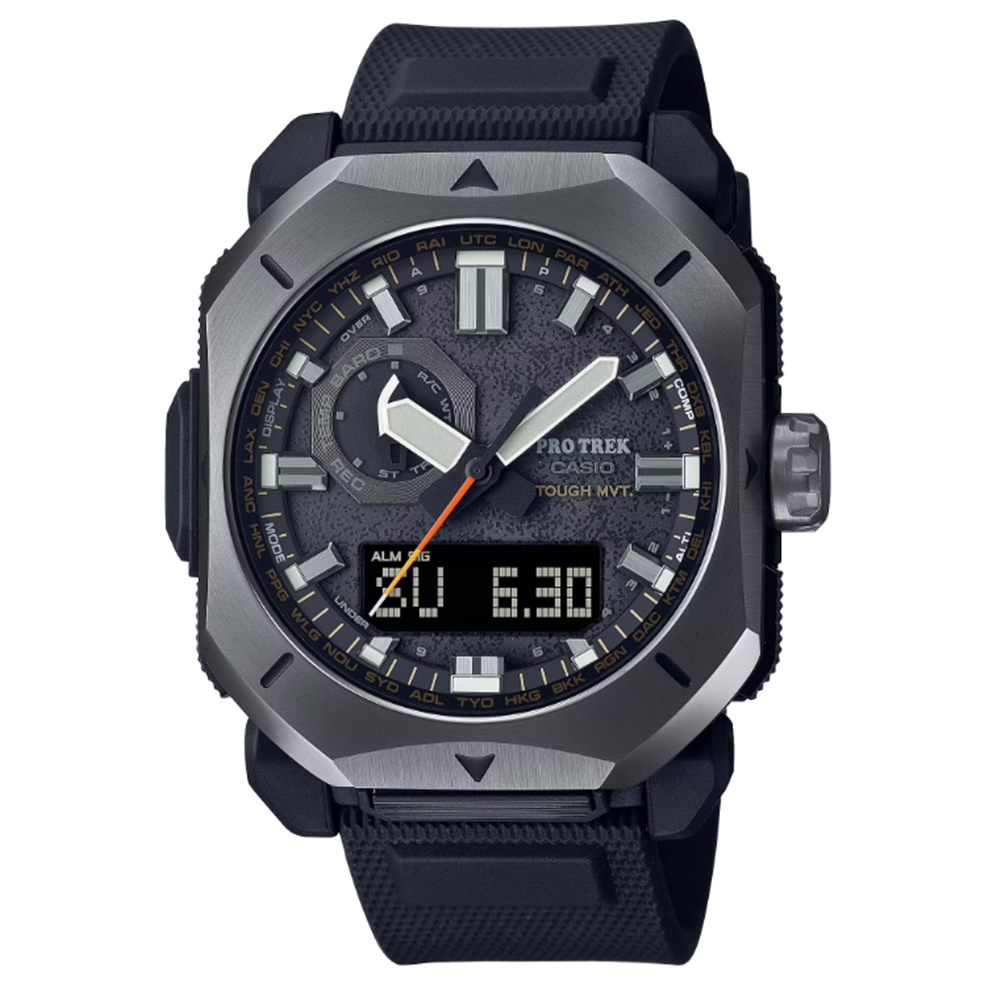 【CASIO 卡西歐】PRO TREK 強悍堅固 金屬錶殼 戶外風格 電波 太陽能電力 PRW-6900Y-1 44.8mm