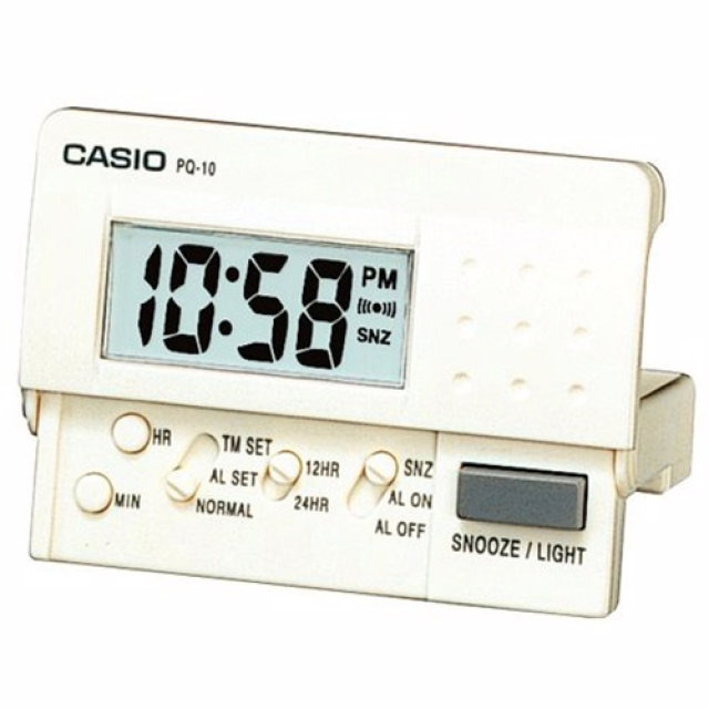 【CASIO 卡西歐】輕便數位電子鬧鐘(白-PQ-10-7R)