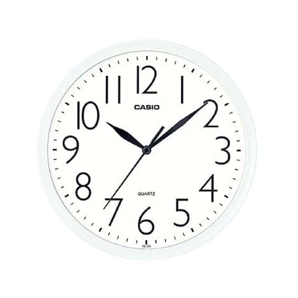 【CASIO 卡西歐】簡約圓型掛鐘/黑x白指針(IQ-05-7)