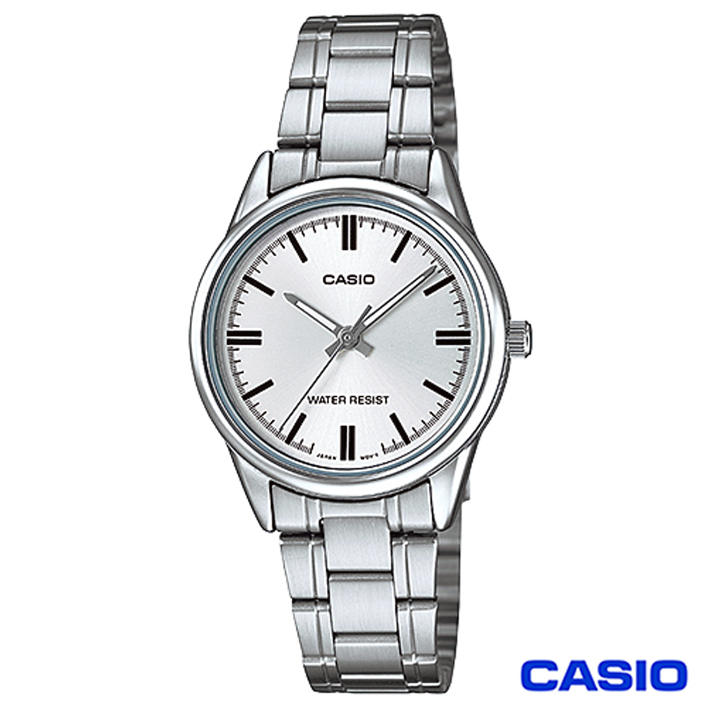 CASIO卡西歐 簡潔風格鋼帶女錶-白 LTP-V005D-7A