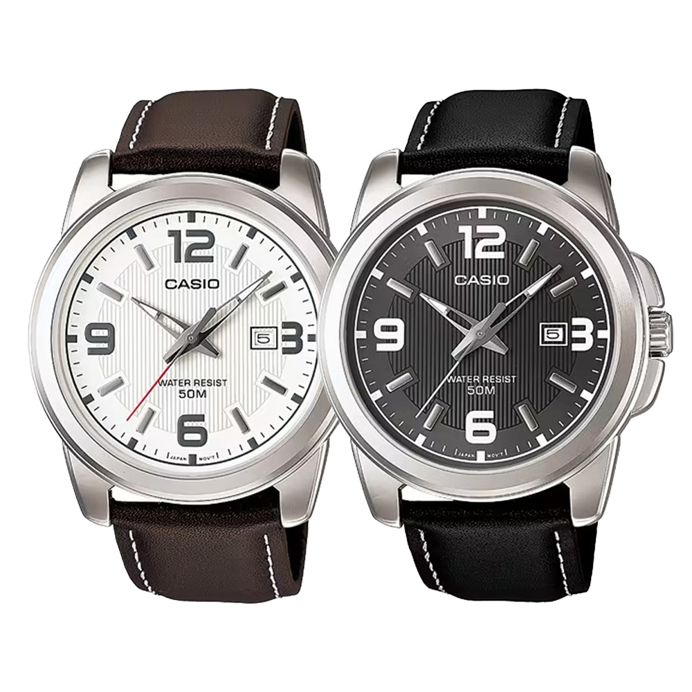 CASIO 卡西歐 MTP-1314L ENTICER MEN 都會新時尚 低調 簡約 防水 真皮 腕錶 手錶 45mm