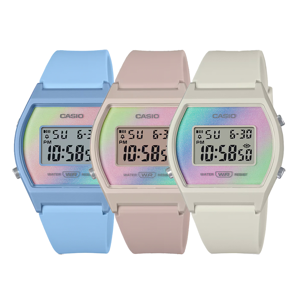 CASIO 卡西歐 LW-205H 漸變炫彩 簡約柔和 計時 LED光 樹脂 電子錶 手錶 35mm