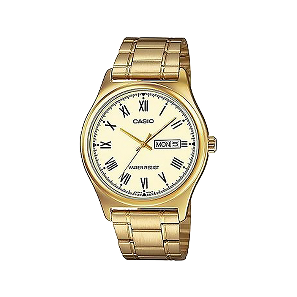 CASIO 卡西歐 MTP-V006G-9B 金離子鍍層 羅馬數字 精美大氣 不鏽鋼 石英 腕錶 對錶 男錶 38mm