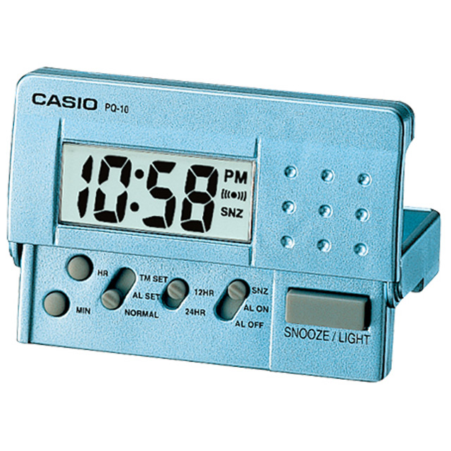 【CASIO 卡西歐】輕便數位電子鬧鐘/藍(PQ-10D-2RDF)